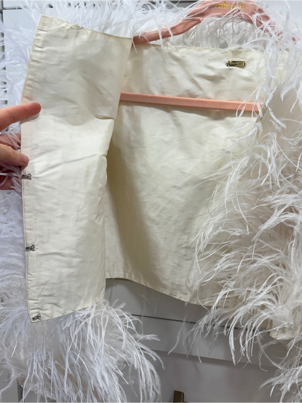 Cult Gala White Feathered Faux Fur Jacket - Picture 4 of 7